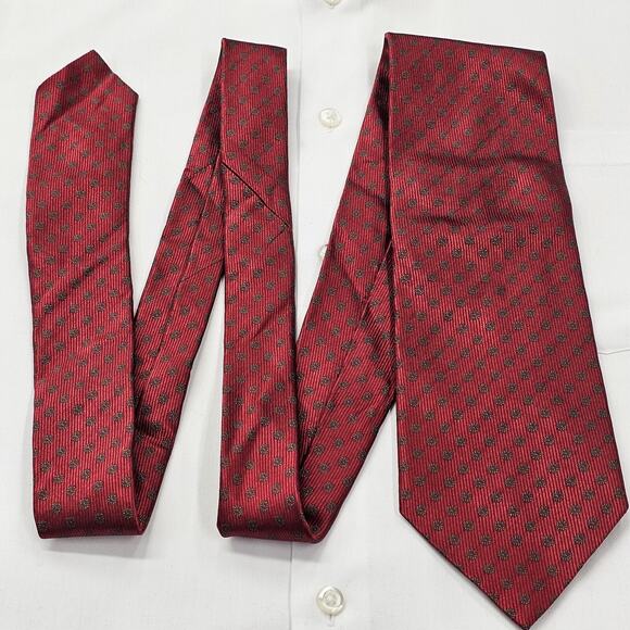 JZ RICHARDS Necktie Men's Red Silk Tie Designer Stylish Geometric Circles 60"X4" - Picture 3 of 8